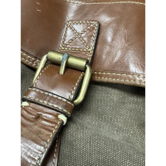 FOSSIL 54 Men Brown Canvas Genuine Leather Adjustable Strap Messenger Bag - Picture 8 of 15